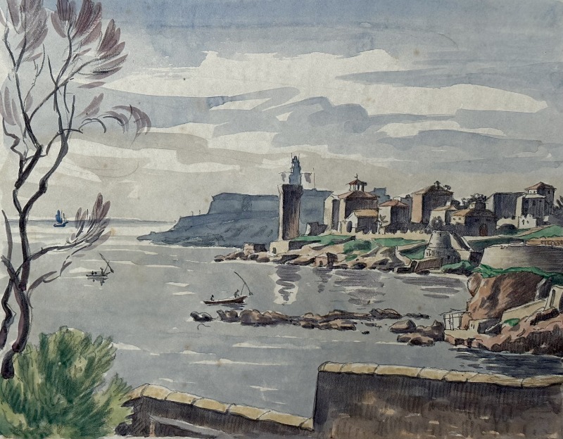 Ethelbert White, Mediterranean Coastal View, c. 1930s