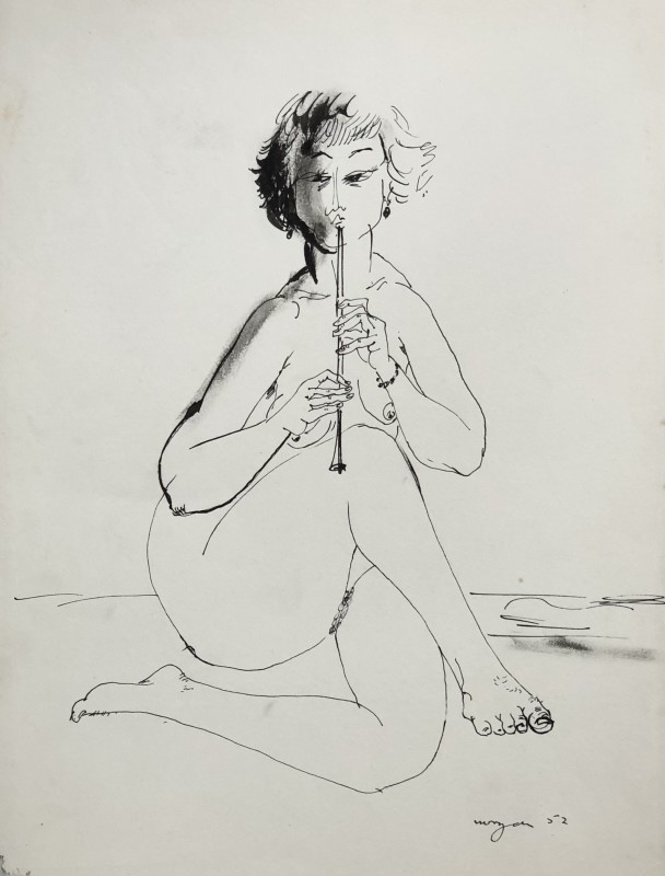 Glyn Morgan, Nude Playing a Flute I, 1952