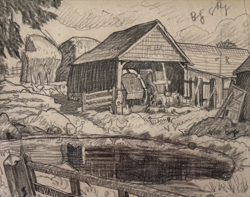 Ethelbert White, Sussex Hay Barns, c. 1930