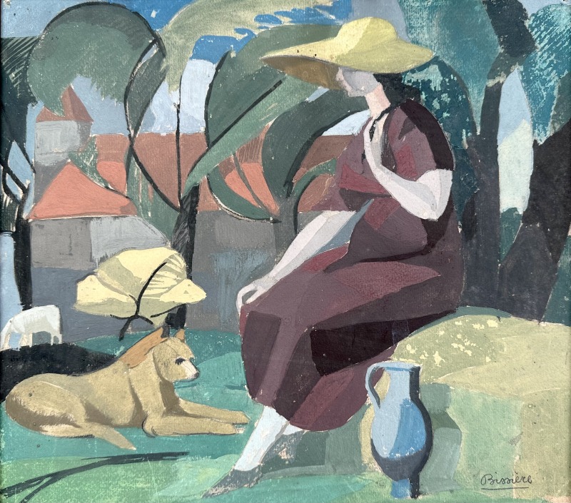 Roger Bissière (1886-1964)Femme au chapeau dans un paysage cubiste, c. 1915