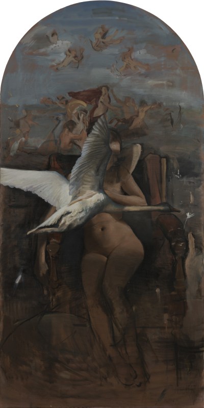 Leda and the Swan Oil on canvas 200 x 100 cm 2023