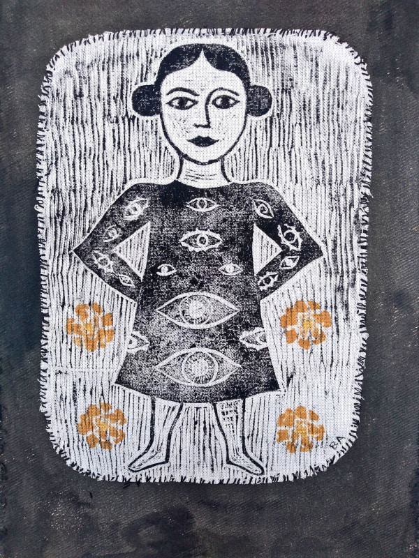 Barbara Ash Girl With Eye Dress (textile)