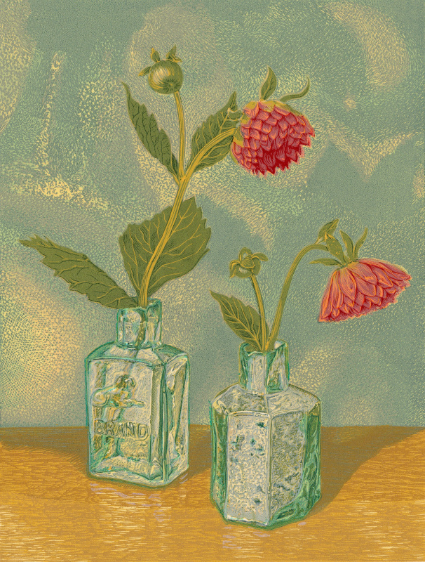 Vanessa Lubach ARE (elected 2024) Broken Stems linocut, edition of 150 paper size 42 x 30cm image size 26 x 20cm £160 unframed