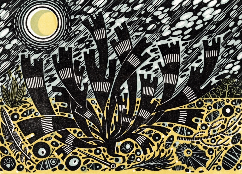 Angie Lewin RWS RE Elected ARE 2007, RE 2010 Saltmarsh Storm III wood engraving and linocut, edition of 125 image size 12.5mm x 17.5cm paper size 20 x 24cm £160 unframed