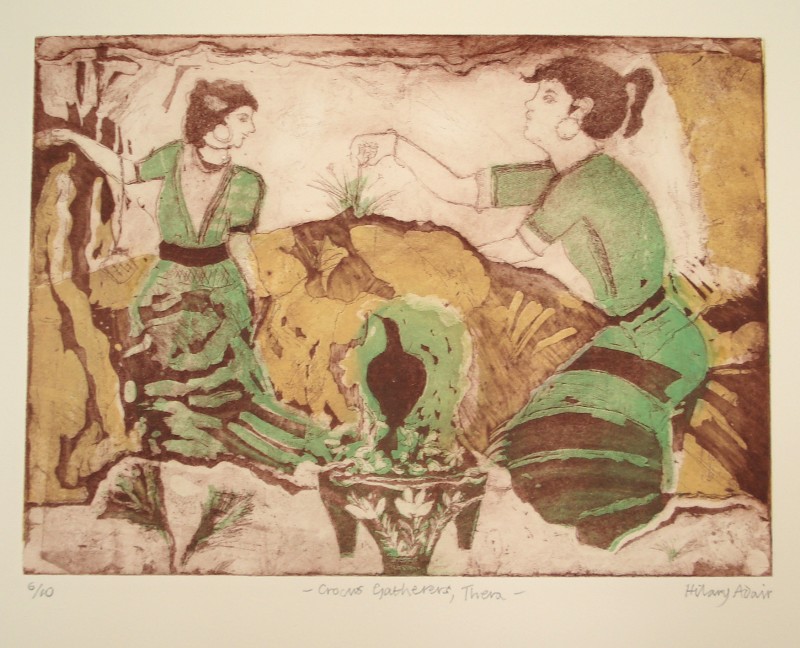Hilary Adair RE, Crocus Gatherers, Thera