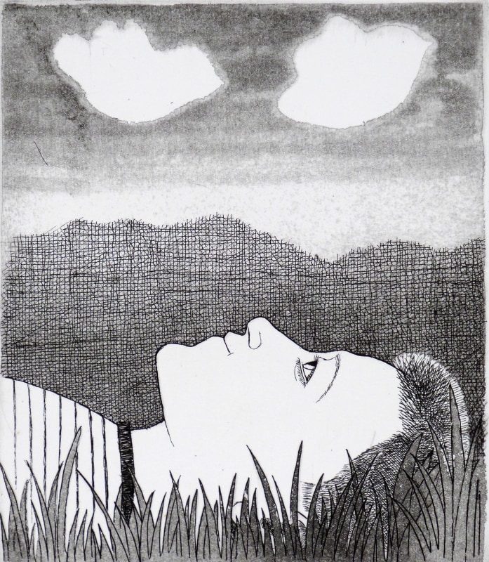 Frans Wesselman RE, Lying in grass, Looking at Clouds