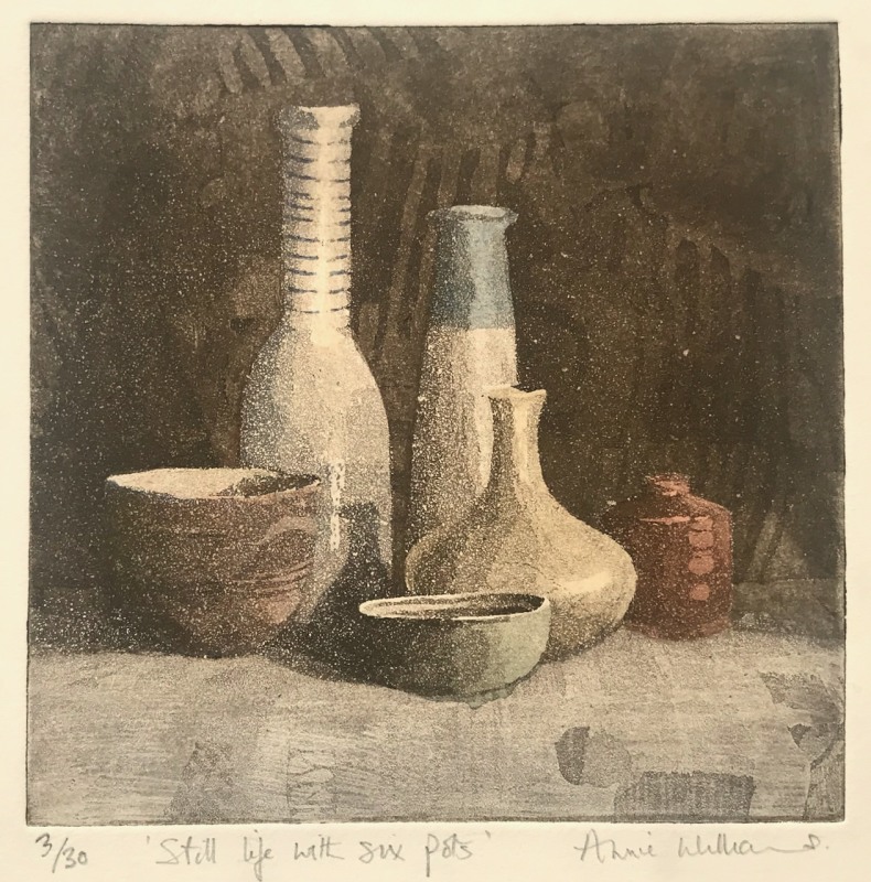 Annie Williams RWS RE, Still Life with Six Pots