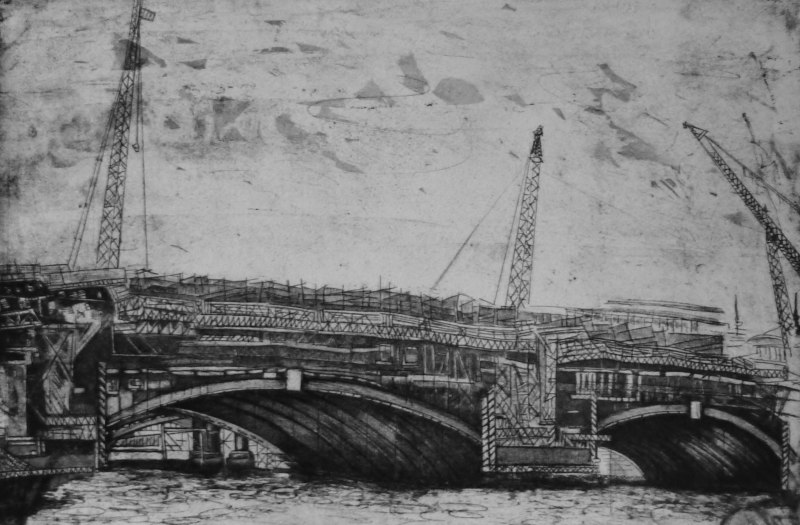 Jackie Newell RE, Blackfriars Bridge under Construction