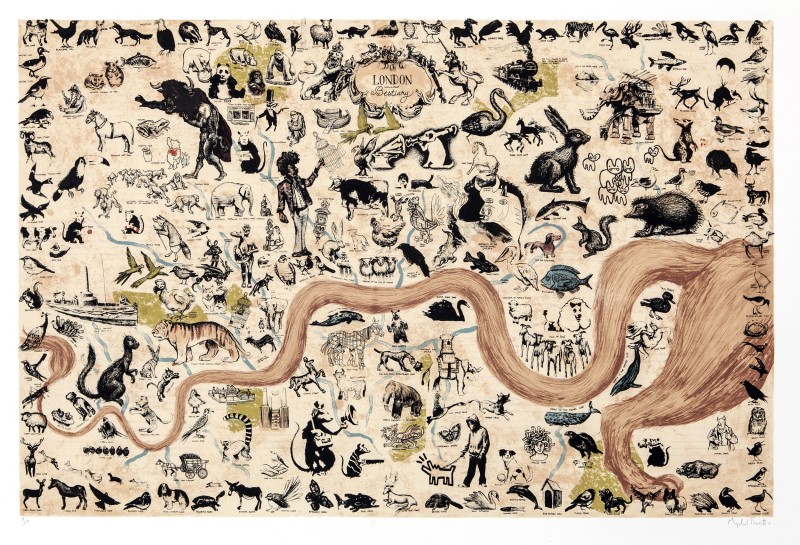 Mychael Barratt PPRE Hon RWS, A London Bestiary - Map of London's Animals