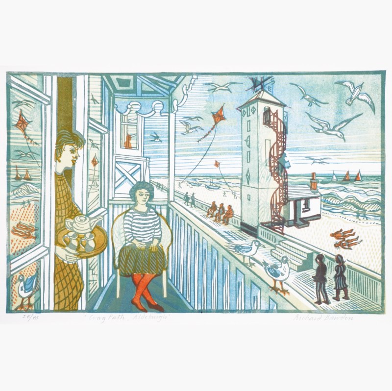 Crag Path, Aldeburgh, linocut