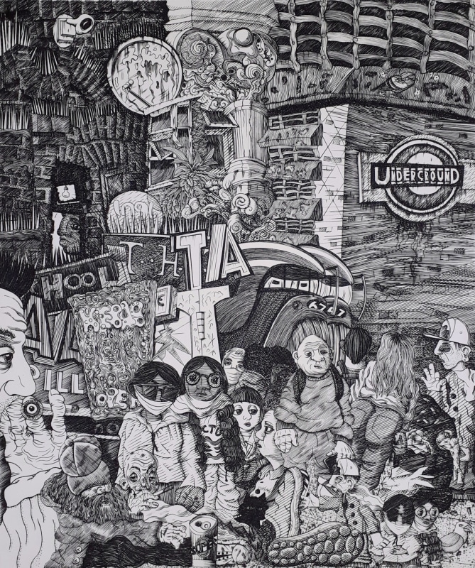 Brendan Hansbro ARE, Super, Turnpike Lane, copperplate engraving