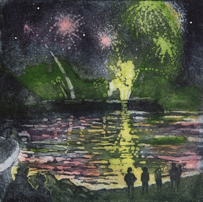 Falling Rocket, etching & aquatint