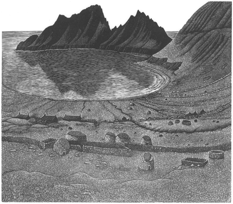 Hirta, St.Kilda, wood engraving