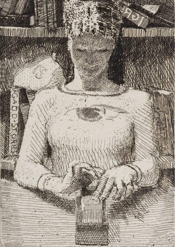 Michael Fell Hon RE, The Librarian, etching