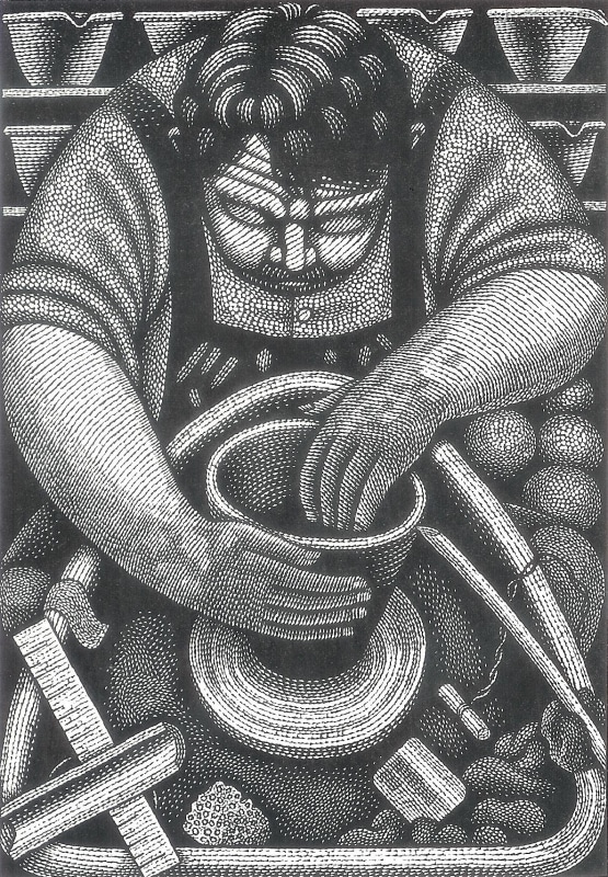 Harry Brockway RE, Throwing, wood engraving