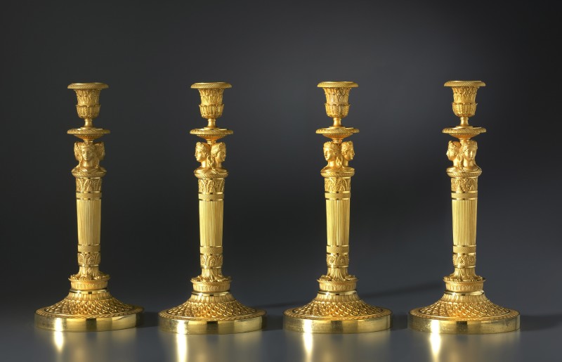 A set of four Empire candlesticks attributed to Claude Galle, Paris, date circa 1805