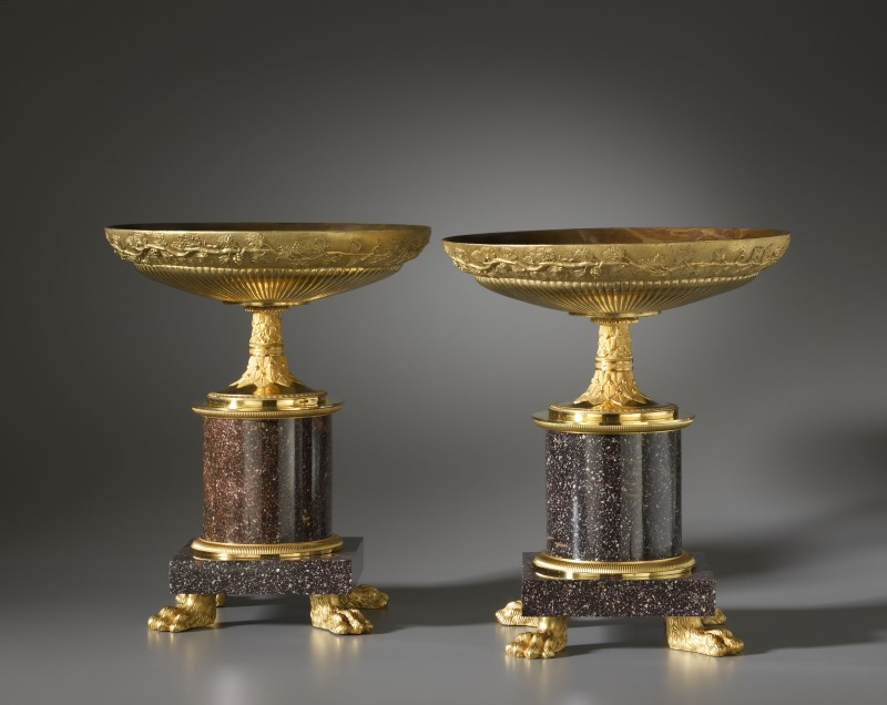 A pair of Empire coupes, each with a circular gadrooned dish , Paris, date circa 1810-20