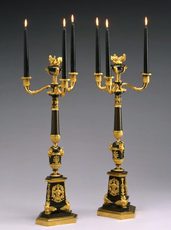 A pair of Empire four-light candelabra, Paris, date circa 1810-15