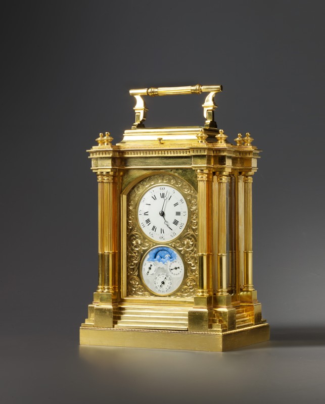 A French 19th Century carriage clock with Grande sonnerie, alarm and perpetual calendar, Paris, date circa 1880