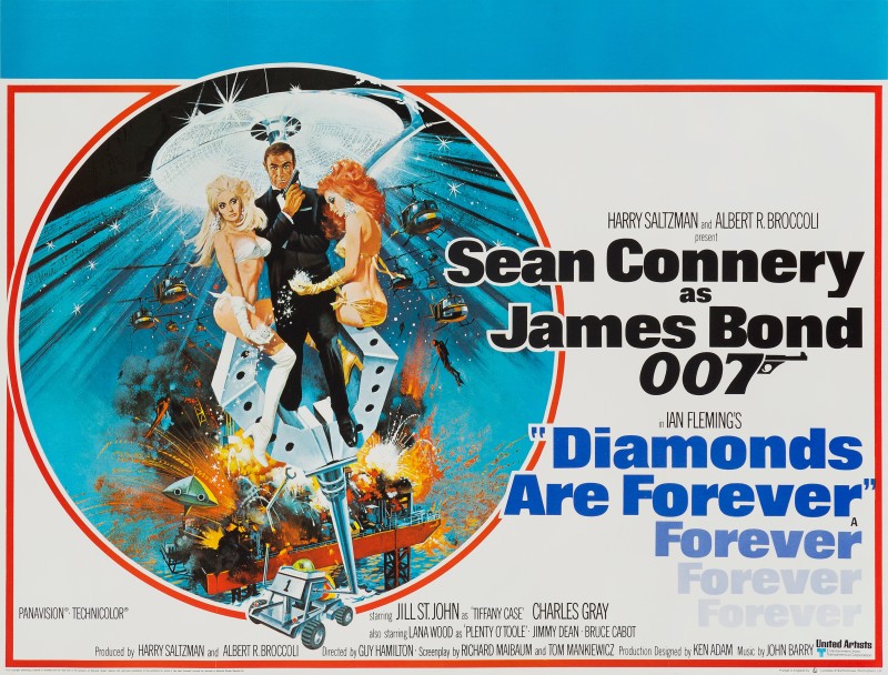 Diamonds Are Forever, 1971 Robert McGinnis British Quad Film Poster 30 x 40 in. (76 x 101.5 cm.) Backed on linen