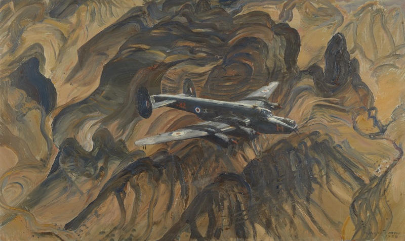 An Avro Shackleton Bomber in flight over Aden
