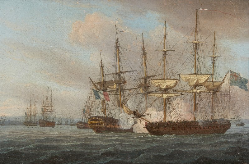 Thomas Whitcombe , Destruction of the French Fleet in Basque Roads, April 12th 1809