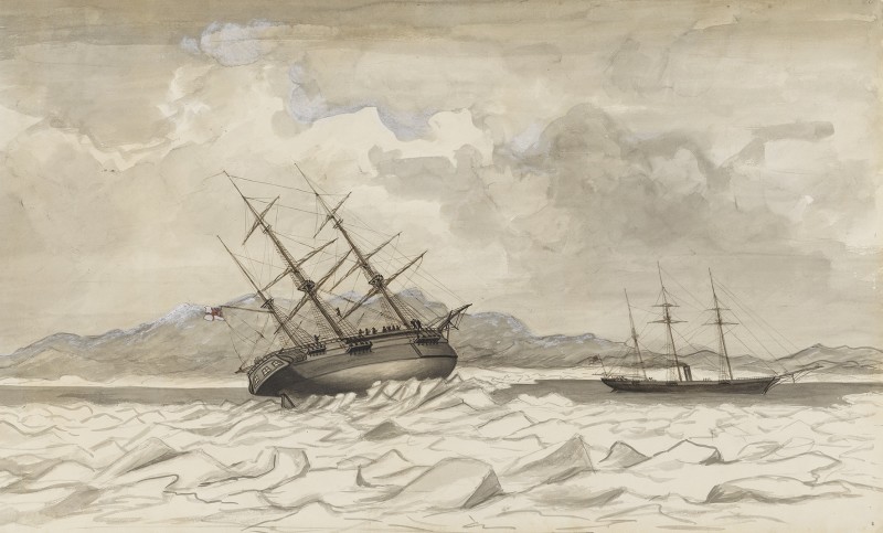 HMS Breadalbane and HMS Phoenix caught in the ice off Beechey Island, 1853