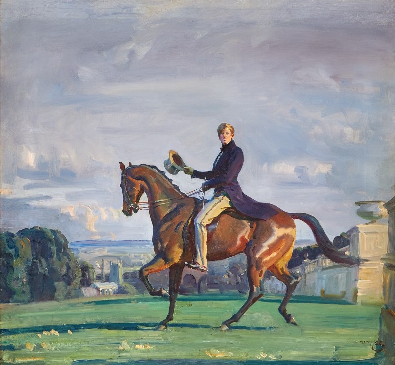 Portrait of Robert ‘Bobbie’ Gould Shaw III on horseback in the grounds of Cliveden