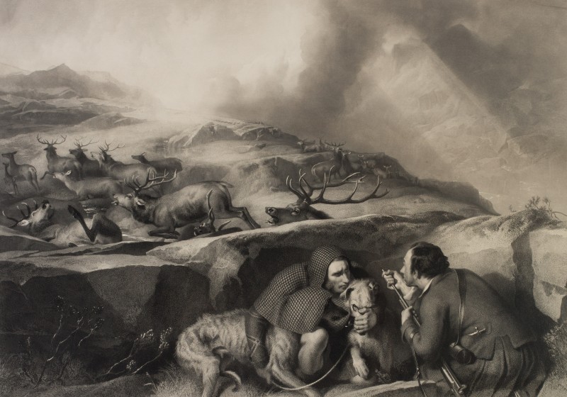 After Sir Edwin Henry Landseer , The Drive: scene in the Black Mount, Glen-Urchy Forest