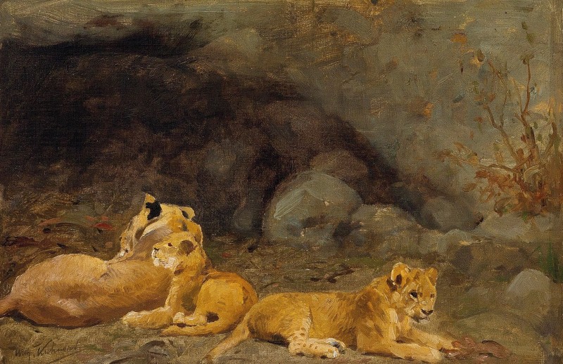 A Lioness and her cubs