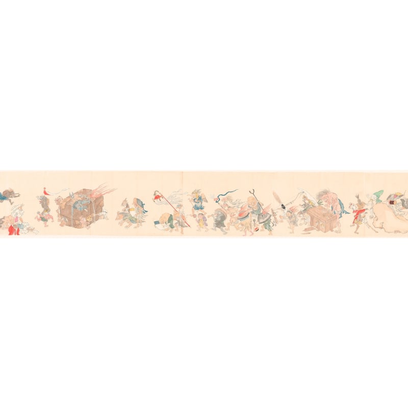 《百鬼夜行绘卷》局部，江户时代。绘卷（复制品），26.5 cm x 450 cm。图片由日本国际交流基金会提供。 Partial The Night Parade of One Hundred Demons Picture Scroll, Edo period. Handscroll (replica), 26.5 cm x 450 cm. Courtesy of The Japan Foundation.