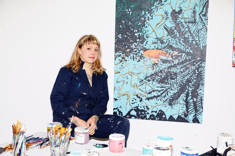 The artist in her studio. Photo: Katrina Dickson