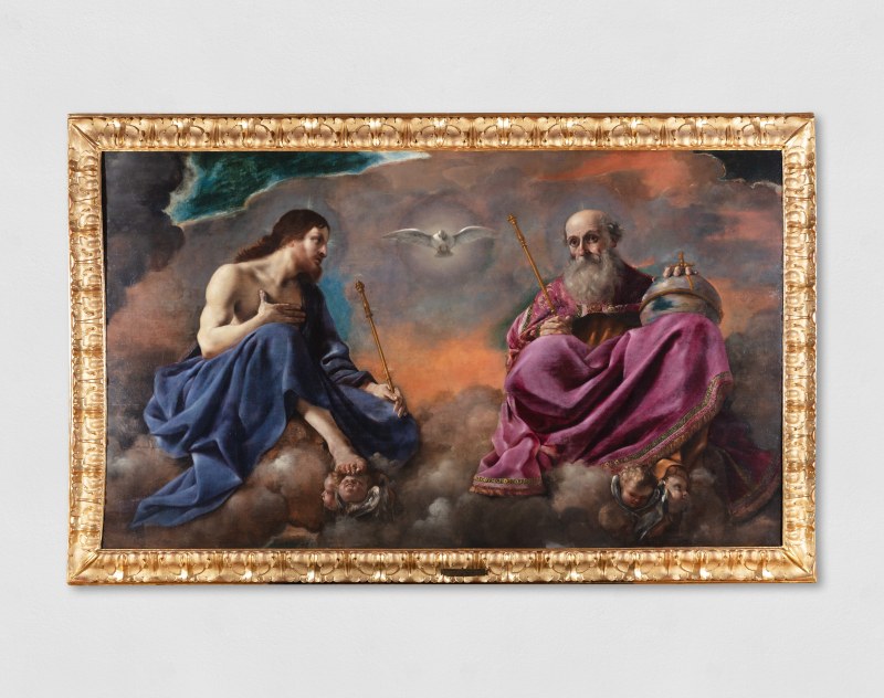 GGemälde, das den Ewigen Vater und Christus vor einem himmlischen Hintergrund darstellt.