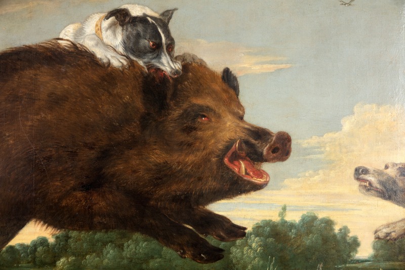 Painting depicting boar hunting