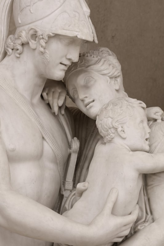 Sculpture of Hector's farewell to Andromache with child - Giuseppe De Fabris Addio di Ettore ad Andromaca, 1817.