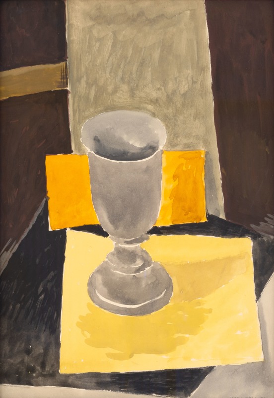 <strong>Max Weber</strong>, <em>The Pewter Cup</em>, 1921, Signed and dated at lower right: MAX WEBER 1921, Gouache on paper on board, 14 x 10 inches, 35.6 x 25.4 cm