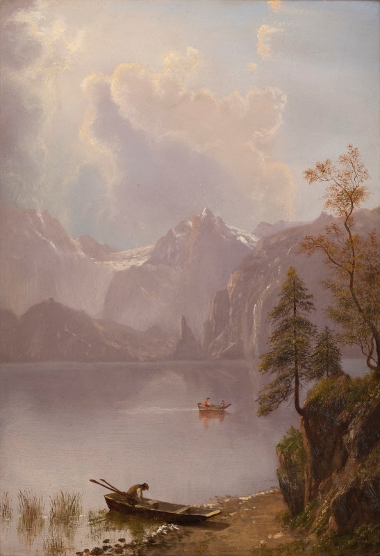 <strong>Albert Bierstadt</strong> (1830-1902), <em>Mountain Scene</em>, undated, oil on paper on board, 13⅛ x 9⅛ inches, 33.3 x 23.2 cm