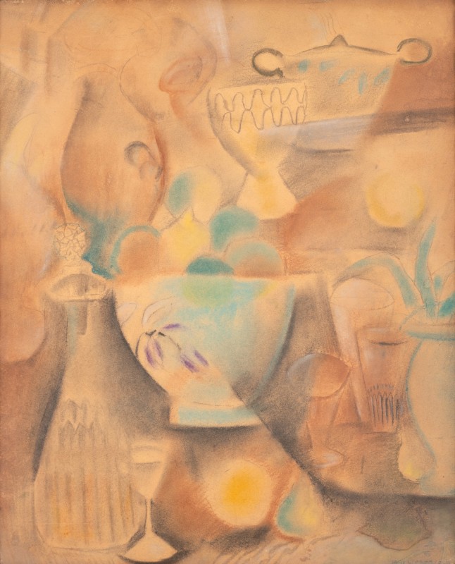 <b>Max Weber</b>, <em>Abstract Still Life</em>, c. 1914, Inscribed at lower right by the artist's wife: MAX WEBER (FW), Pastel on paper, 21 x 17 inches, 53.3 x 43.2 cm