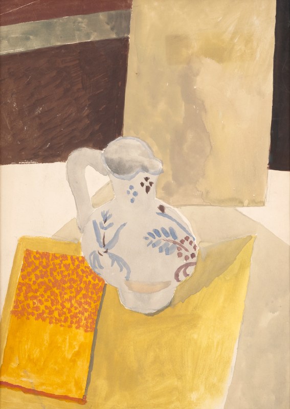 <strong>Max Weber, </strong><em>The Pitcher</em>, 1911, Watercolor on paper, 13⅞ x 10⅛ inches, 35.2 x 25.7 cm<br><br>