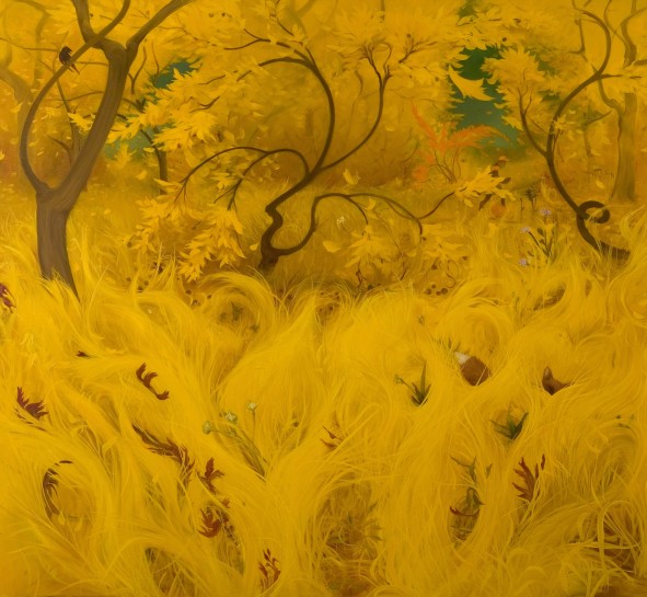 <p>Yellow Fall, 2007<br /><em>Oil on canvas, 172.7 x 188 cm 68 x 74 1/8 in</em></p>