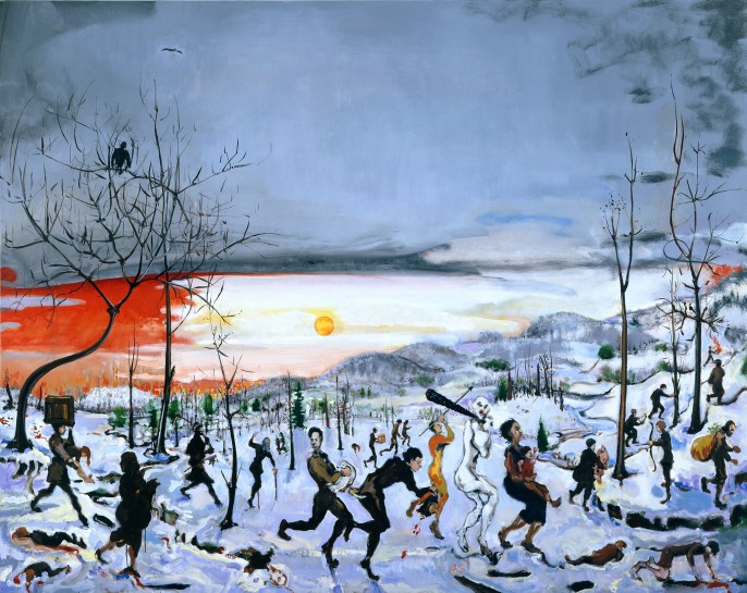 <p>Massacre of the Little People by the Big People, 2002-3<br /><em>Oil on canvas, 82 x 100 in</em></p>
