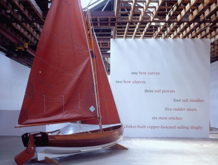 <p>The Dinghy, 1996 (Installation View)<br /> <em>Clinker-built boat and poem, Overall length 420 cm</em><br /><br /></p>