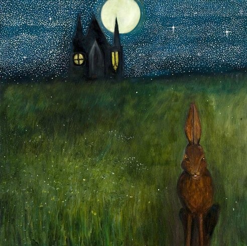 <p>Night Hare Child, 2009<br /><em>Oil on wood, 56 x 56 cms 22.06 x 22.06 inches</em></p>