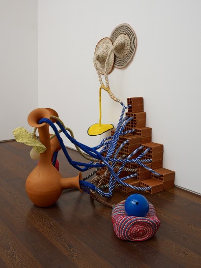 <p>Untitled, 2013, (detail)<br /><em>Ropes, beads, ceramic, brick, fibreglass and resine</em></p>