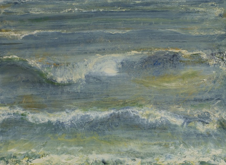 <p>Waves Breaking on Lee Abbey Beach, 2014<br /><em>oil on canvas</em><br /><em>41 x 56 x 3.5 cm, 16 1/8 x 22 1/8 x 1 3/8 in</em></p>