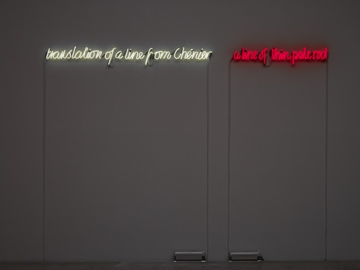 <p><span><span><span><span><span class="caption"><i>Translation of a Line from Chenier: A Line of Thin Pale Red</i>, 1989</span></span></span></span></span></p>