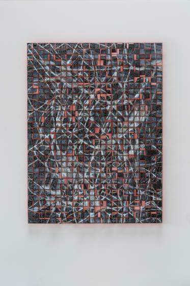 <p>Jacqueline Duncan</p><p><em>Volcanic, 2024</em></p><p>acrylic and ink on paper, pins</p><p>£2800</p>