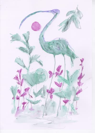 <p>Sir Quentin Blake</p><p>‘Wading Birds #14’, 2021</p><p>washable fibre tip pen & wash on drawing book paper</p><p>£1200 framed</p>