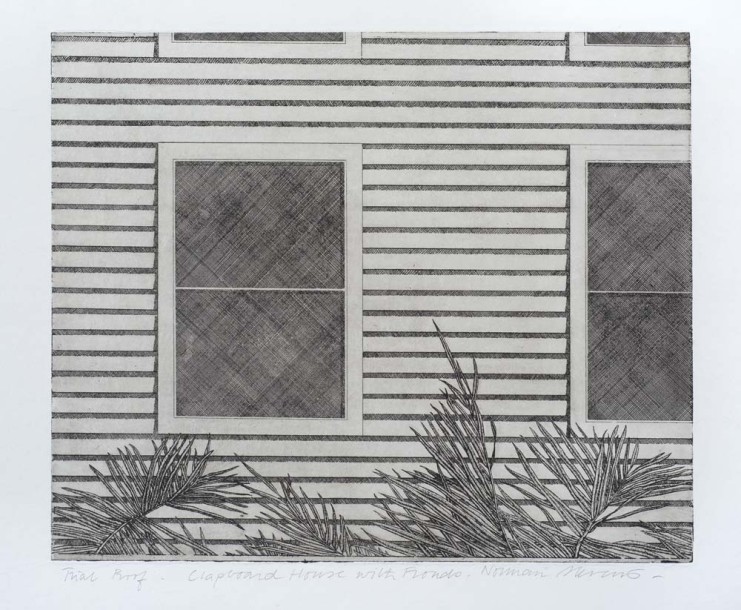 House with Fronds, 1972, etching