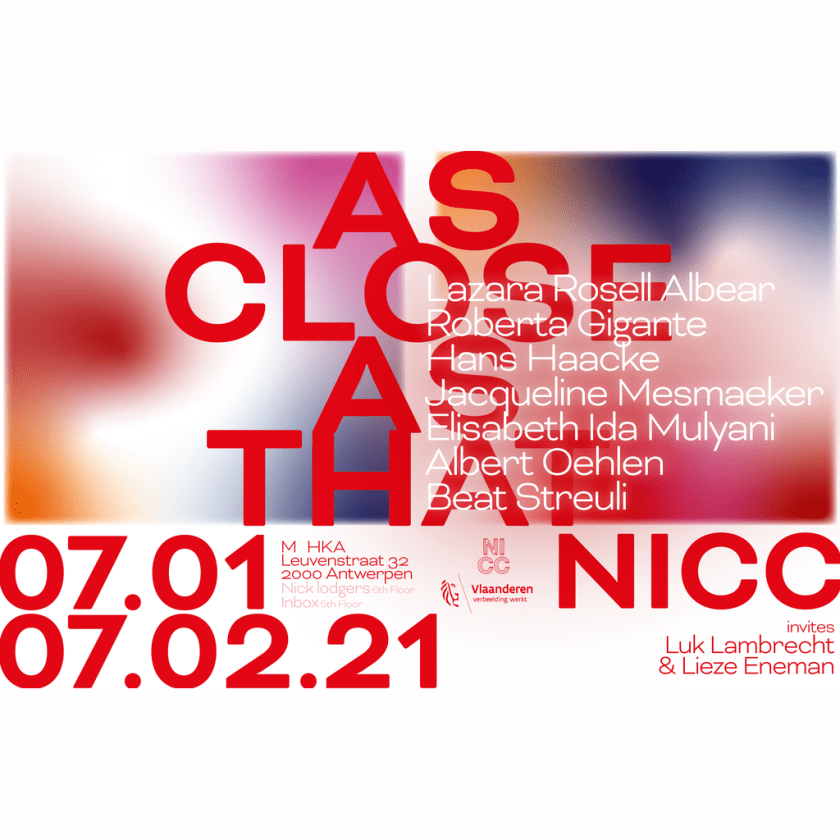 Roberta Gigante in group show 'As Close As That' at M HKA and NICC in Antwerp